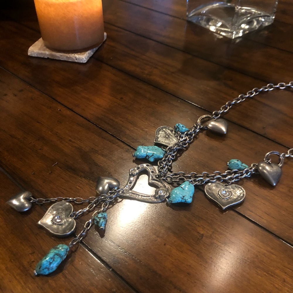 Turquoise and Silver Heart Necklace